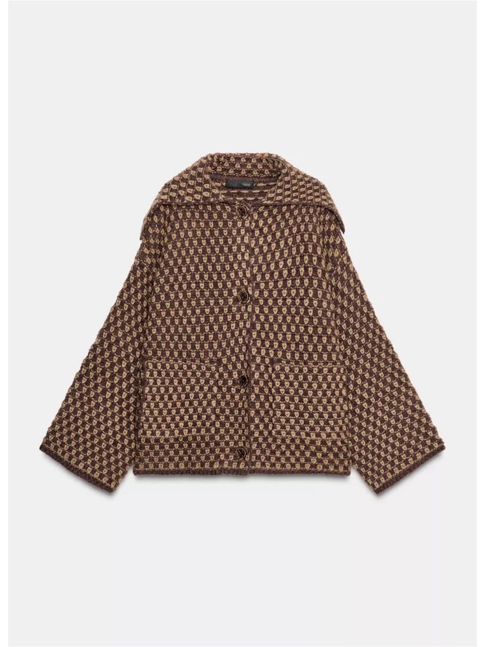 Zara Brown Oversized Knit Jacket